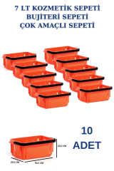 7 Litre Kozmetik Sepeti Bijuteri Sepeti Kırtasiye Sepeti TURUNCU - 10 ADET