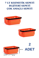 7 Litre Kozmetik Sepeti Bijuteri Sepeti Kırtasiye Sepeti Hırdavat Sepeti TURUNCU - 2 ADET