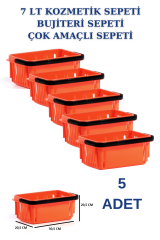 7 Litre Kozmetik Sepeti Bijuteri Sepeti Kırtasiye Sepeti TURUNCU - 5 ADET