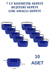 7 Litre Kozmetik Sepeti Bijuteri Sepeti Kırtasiye Sepeti Hırdavat Sepeti MAVİ - 10 ADET