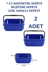 7 Litre Kozmetik Sepeti Bijuteri Sepeti Kırtasiye Sepeti MAVİ - 2 ADET