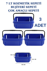 7 Litre Kozmetik Sepeti Bijuteri Sepeti Kırtasiye Sepeti Hırdavat Sepeti MAVİ - 3 ADET