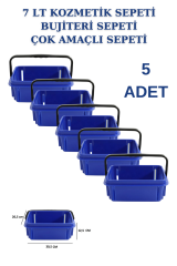 7 Litre Kozmetik Sepeti Bijuteri Sepeti Kırtasiye Sepeti Hırdavat Sepeti MAVİ - 5 ADET