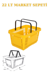 22 Litre  Market Sepeti, Alışveriş Sepeti, Saplı Market Sepeti