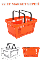 22 Litre  Market Sepeti, Alışveriş Sepeti, Saplı Market Sepeti