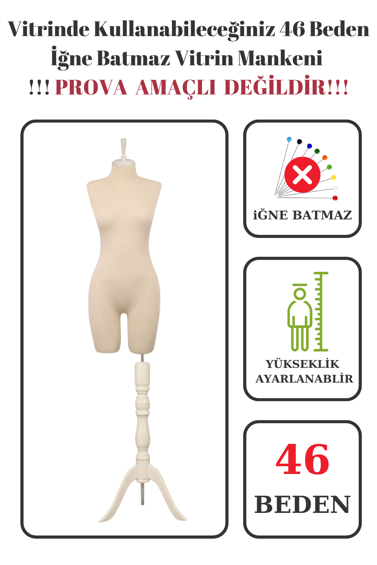 Pantolon Giyebilen Vitrin Amaçlı Terzi Mankeni 36-38-40-42-44-46 Beden 46 beden