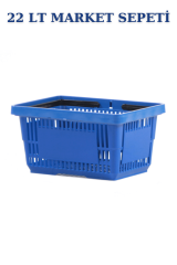 22 Litre  Market Sepeti, Alışveriş Sepeti, Saplı Market Sepeti MAVİ - 2 ADET