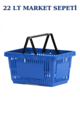 22 Litre  Market Sepeti, Alışveriş Sepeti, Saplı Market Sepeti MAVİ - 5 ADET