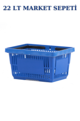 22 Litre  Market Sepeti, Alışveriş Sepeti, Saplı Market Sepeti MAVİ - 5 ADET