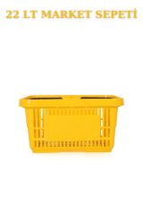 22 Litre  Market Sepeti, Alışveriş Sepeti, Saplı Market Sepeti SARI - 2 ADET