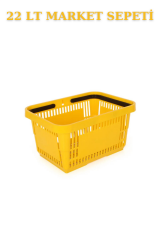 22 Litre  Market Sepeti, Alışveriş Sepeti, Saplı Market Sepeti SARI - 2 ADET