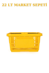 22 Litre  Market Sepeti, Alışveriş Sepeti, Saplı Market Sepeti SARI - 3 ADET
