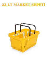 22 Litre  Market Sepeti, Alışveriş Sepeti, Saplı Market Sepeti SARI - 5 ADET