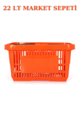 22 Litre  Market Sepeti, Alışveriş Sepeti, Saplı Market Sepeti TURUNCU - 10 ADET