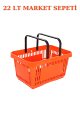 22 Litre  Market Sepeti, Alışveriş Sepeti, Saplı Market Sepeti TURUNCU - 2 ADET