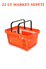 22 Litre  Market Sepeti, Alışveriş Sepeti, Saplı Market Sepeti TURUNCU - 2 ADET