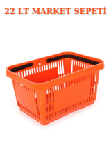 22 Litre  Market Sepeti, Alışveriş Sepeti, Saplı Market Sepeti TURUNCU - 3 ADET