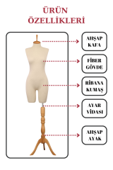 Pantolon Giyebilen Vitrin Amaçlı Terzi Mankeni 36-38-40-42-44-46 Beden 46 beden