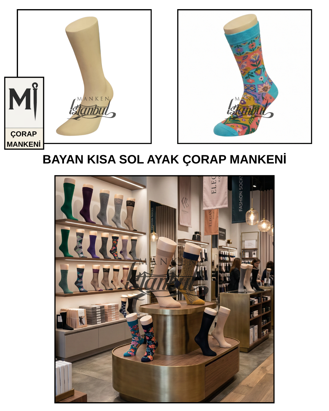 Fiber Bayan Sol Ayak Kısa Çorap Mankeni