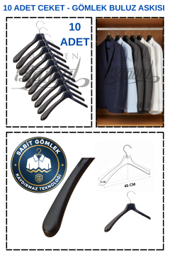 Ekonomik 10 Adet A Kalite 44 cm Plastik Ceket  Askısı Elbise Askısı