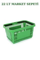 22 Litre  Market Sepeti, Alışveriş Sepeti, Saplı Market Sepeti YEŞİL - 5 ADET