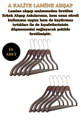 10 Adet A Kalite Lamine Erkek Ceket Askısı Gömlek Askısı  Ahşap Askı