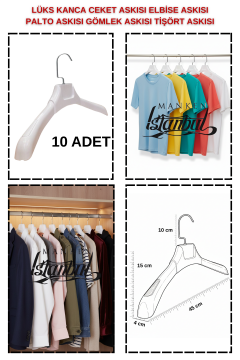 Özel Kancalı - Beyaz 45 cm ABS Plastik Ceket Askısı Palto Askısı Elbise Askısı–Şık Tasarım