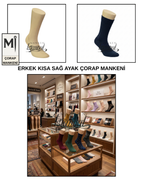Fiber Erkek Kısa Sağ Ayak Çorap Mankeni