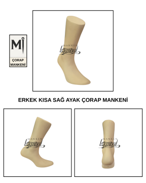 Fiber Erkek Kısa Sağ Ayak Çorap Mankeni