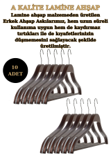 10 Adet A Kalite Lamine Erkek Ceket Askısı Gömlek Askısı  Ahşap Askı
