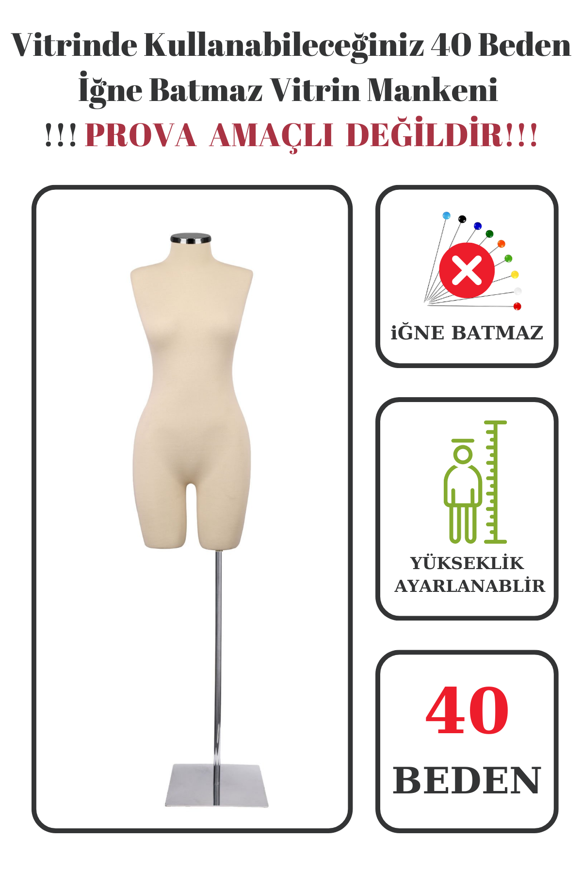 Pantolon Giyebilen 36 Beden Vitrin Amaçlı Terzi Mankeni Vitrin Mankeni 40 beden