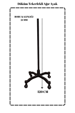 Ağır Tekerlekli Siyah Terzi Mankeni Ayağı