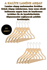 10 Adet A Kalite Lamine Erkek Ceket Askısı Gömlek Askısı  Ahşap Askı