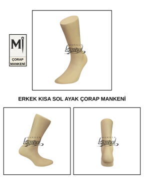 Fiber Erkek Kısa Sol Ayak Çorap Mankeni