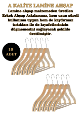 10 Adet A Kalite Lamine Erkek Ceket Askısı Gömlek Askısı Ahşap Askı