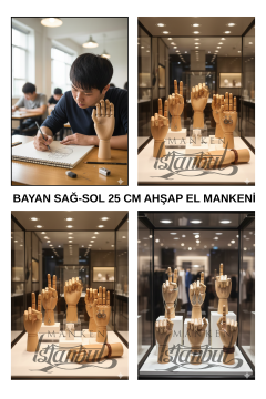 Ahşap Sol ve Sağ Bayan El 25 cm-Eskiz El Mankeni