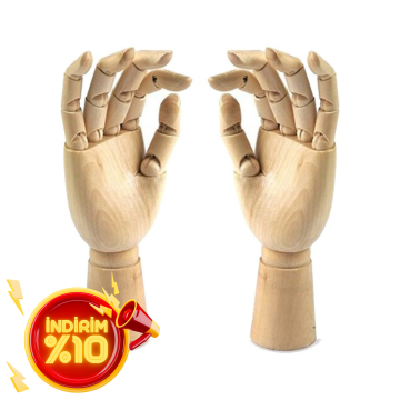 Ahşap Sol ve Sağ Erkek El 30 cm-Eskiz El Mankeni