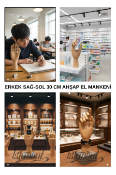 Ahşap Sol ve Sağ Erkek El 30 cm-Eskiz El Mankeni