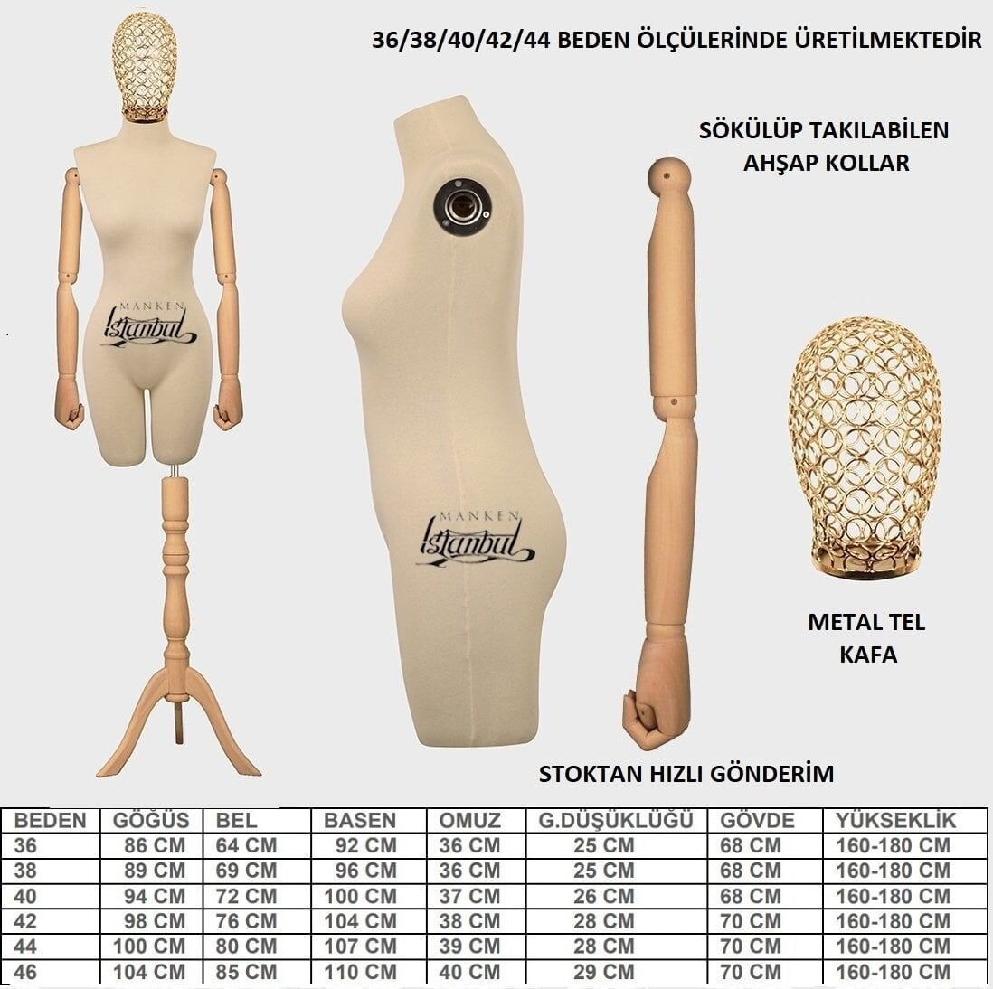 Ahşap Kollu Terzi Mankeni Kiralama | Uygun Fiyat Avantajı