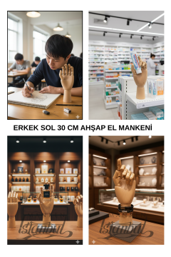 Ahşap Sol Erkek El 30 cm-Eskiz El Mankeni