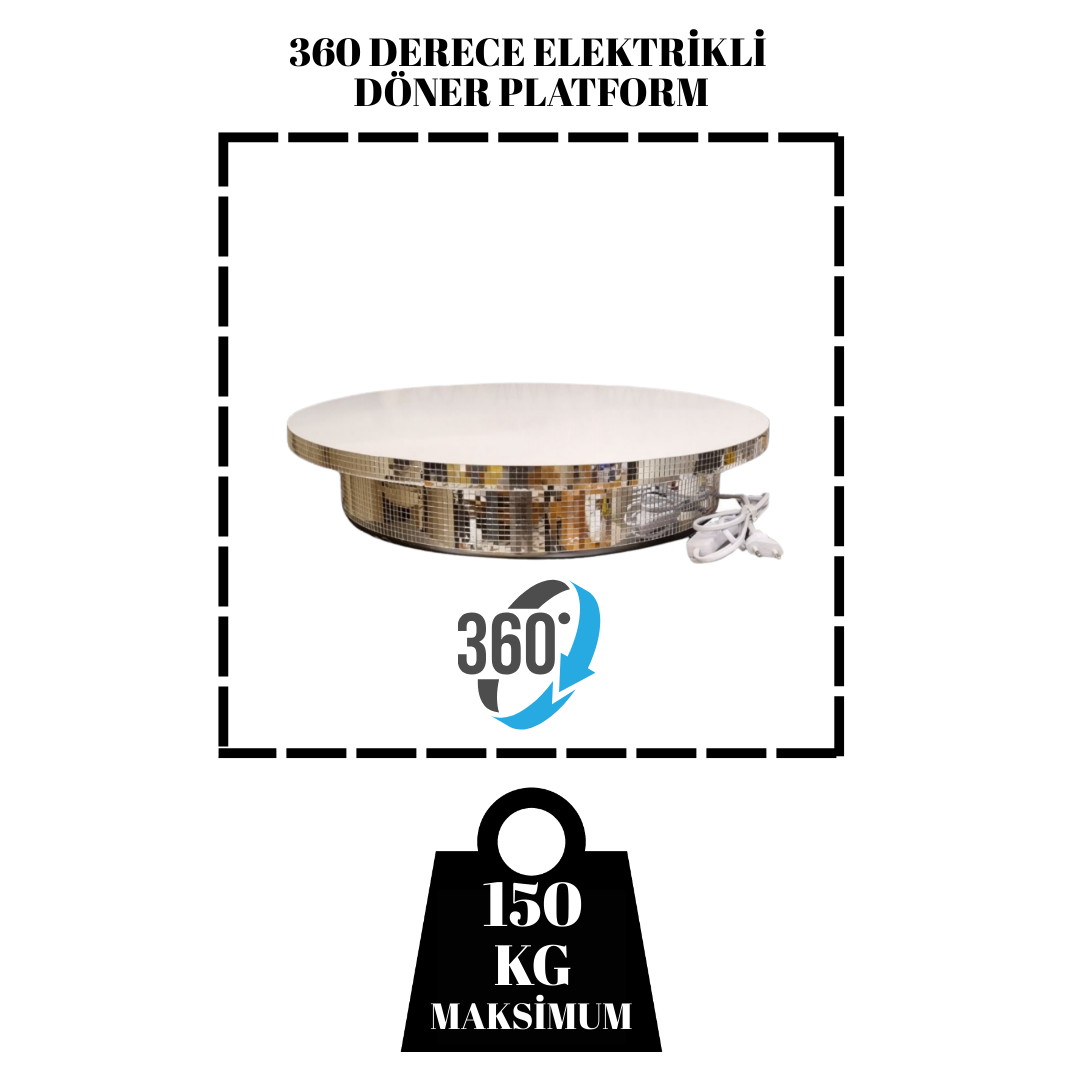 150 Kg Taşıma Kapasiteli  Döner Platform Elektrikli 60 cm