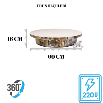150 Kg Taşıma Kapasiteli  Döner Platform Elektrikli 60 cm