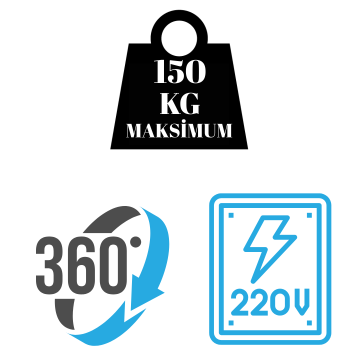 150 Kg Taşıma Kapasiteli  Döner Platform Elektrikli 60 cm