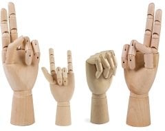 Ahşap Sol Erkek El 30 cm-Eskiz El Mankeni