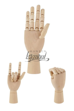 Ahşap Sağ Erkek El 30 cm-Eskiz El Mankeni