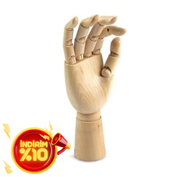 Ahşap Sağ Erkek El 30 cm-Eskiz El Mankeni