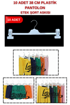 10 Adet Beyaz Plastik Mandallı Pantolon Etek Şort Askısı
