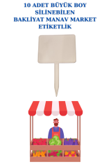 10 Adet Yaz Sil Sapla Bakliyat Etiketliği Manav Etiketliği Pazarcı Etiketi BÜYÜK - BEYAZ