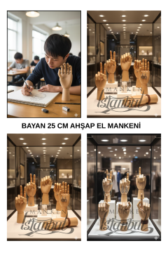 Ahşap Sol Bayan El 25 cm-Eskiz El Mankeni