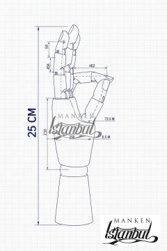 Ahşap Sol Bayan El 25 cm-Eskiz El Mankeni